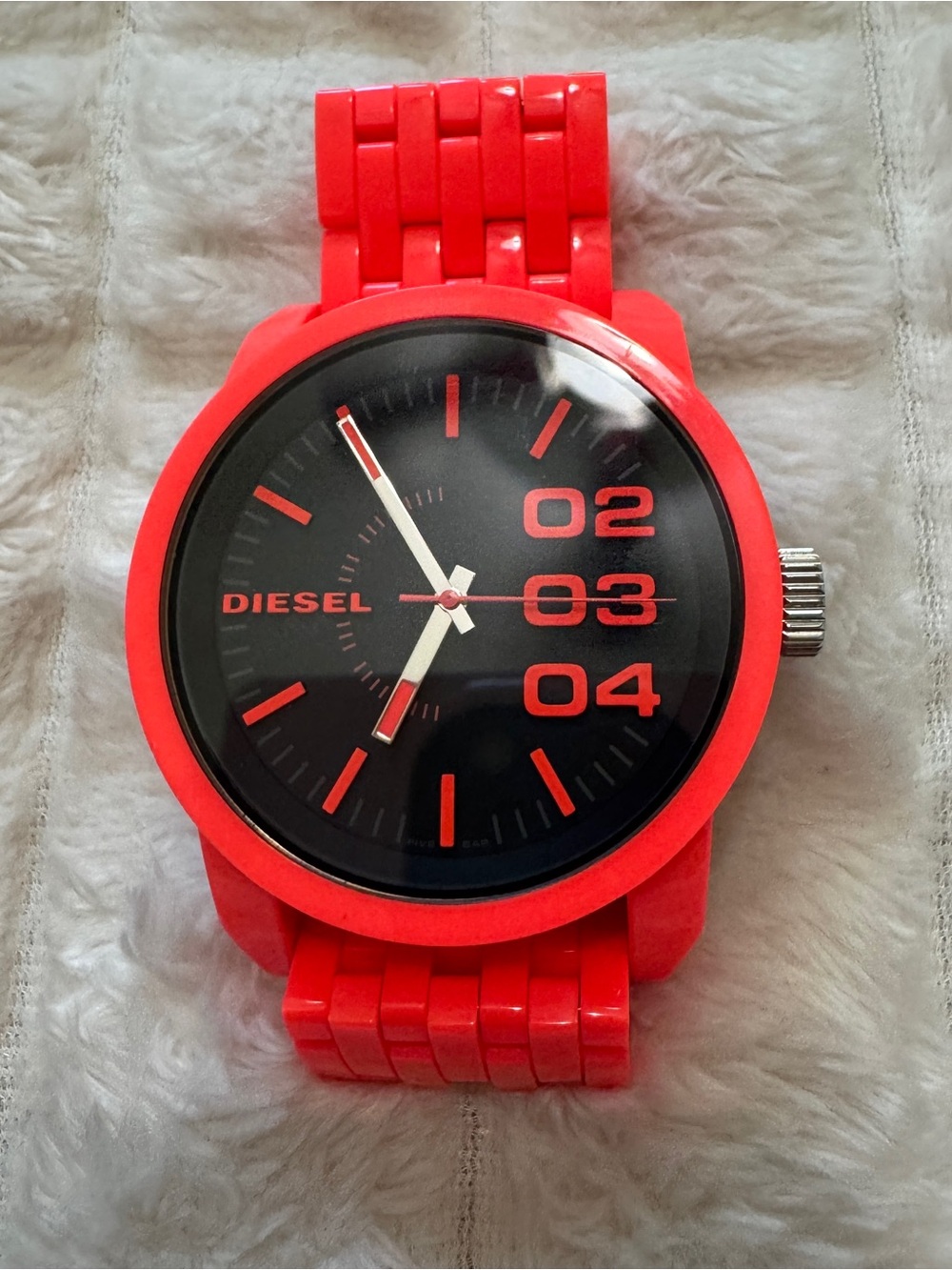 Diesel DZ1526 Watch ~ Black Face Orange Band Water Resistant 5 ATM